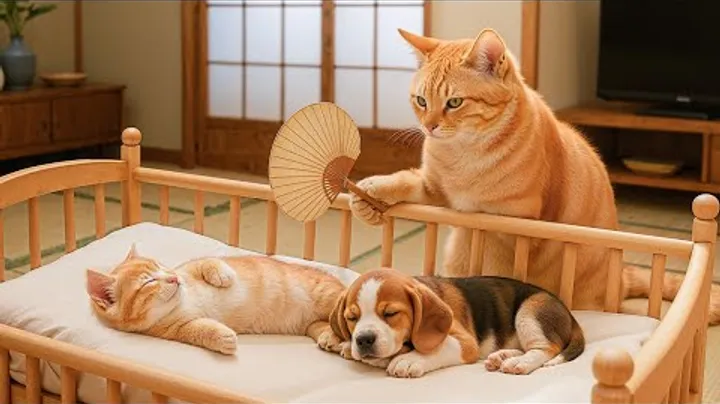 Mama Cat Takes In ABANDONED Puppy, Cooking Pizza and Make Birthday Cake For Them 🐾🍴
