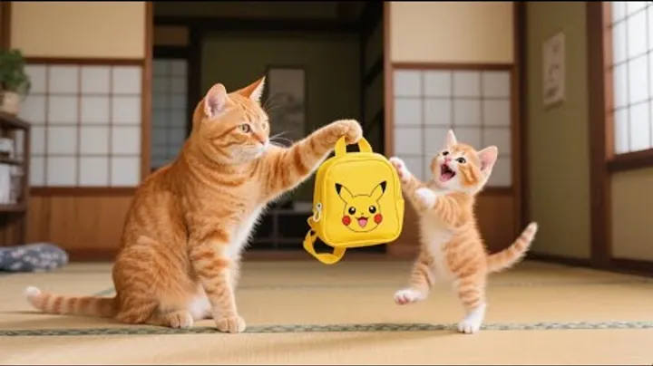Mama Cat Works Hard at the Ice Cream Shop to Buy Kitten a New School Backpack ❤️
